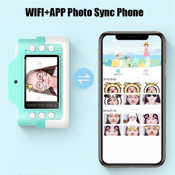 Fun Cartoon Digital Camera For Kids 24Mp Wifi Educational Toys Blue Digital Cameras