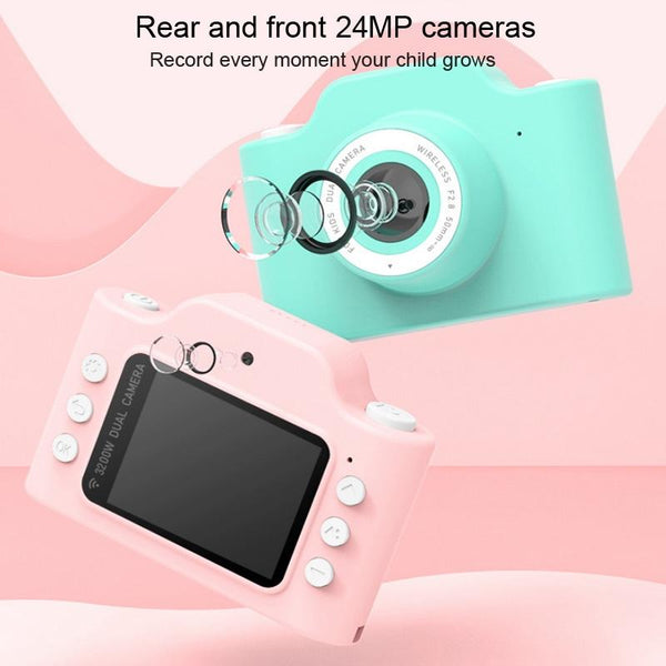 Fun Cartoon Digital Camera For Kids 24Mp Wifi Educational Toys Blue Digital Cameras
