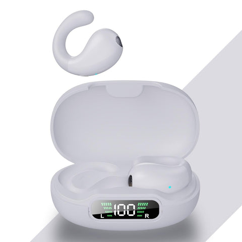 Wireless Bluetooth Earphone With Charging Case Clip On White Earbuds