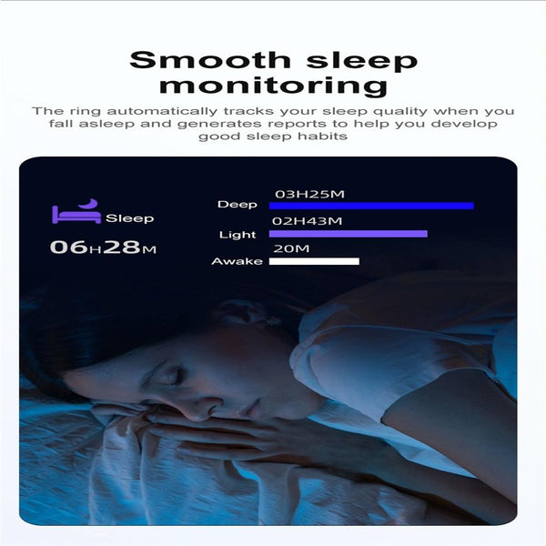 Smart Ring With Heart Rate Blood Oxygen Sleep & Sports Modes Size 7 Gold Activity Trackers