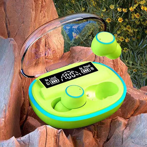 Wireless Bluetooth Earphones With Noise Reduction And Power Bank Function Fluorescent Green Earbuds