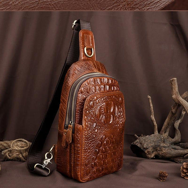 Leather Men Crossbody Bag Light Brown Bags