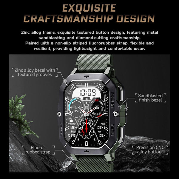 2.02 Inch Sport Smart Watch Support Bluetooth Call / Sleep Blood Oxygen Heart Rate Pressure Health Monitor Green Smart Watches