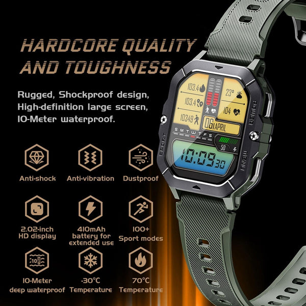 2.02 Inch Sport Smart Watch Support Bluetooth Call / Sleep Blood Oxygen Heart Rate Pressure Health Monitor Green Smart Watches