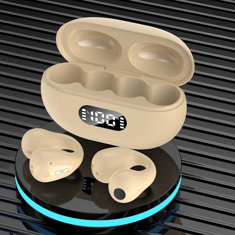 Wireless Noise Cancelling Bluetooth With Led Display Khaki Earbuds