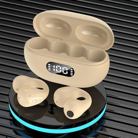 Wireless Noise Cancelling Bluetooth With Led Display Khaki Earbuds