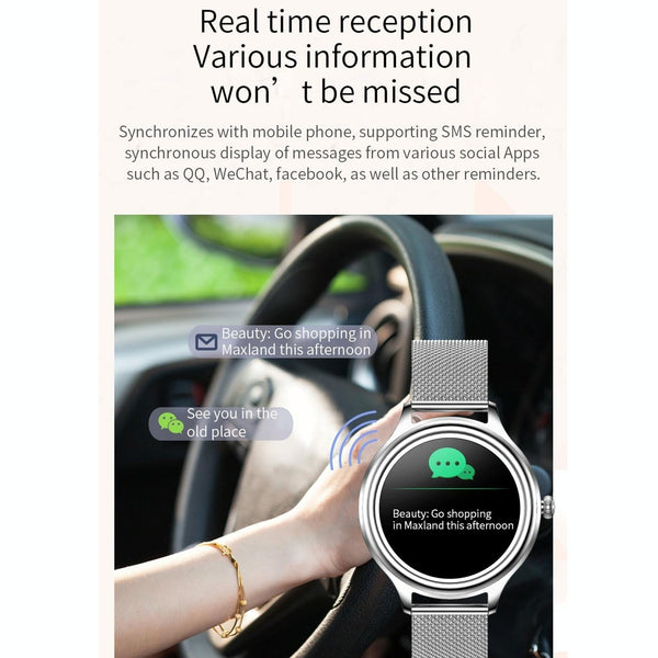 1.09 Inch Hd Color Smart Watch Bluetooth 5.0 Ip68 Heart Sleep Oxygen Steel Silver Smart Watches