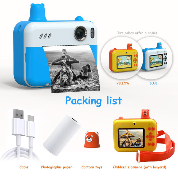 1080P Children's Camera With 2.36 Hd Led Display And Thermal Printing Instant Capture Sky Blue Digital Cameras