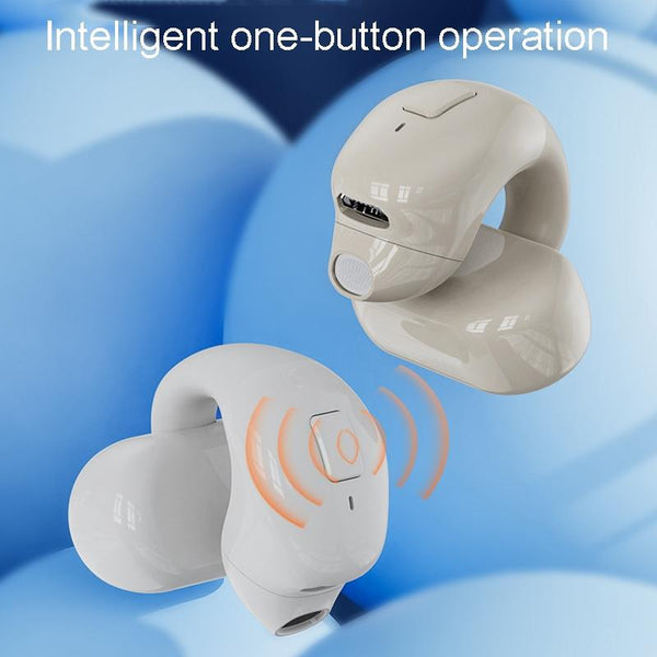 Wireless Clip On Bluetooth Earphone For Sports And Gaming White Earbuds
