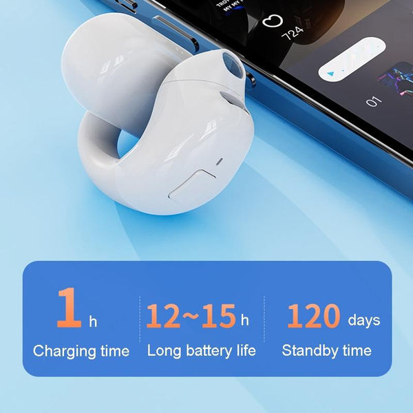 Wireless Clip On Bluetooth Earphone For Sports And Gaming White Earbuds