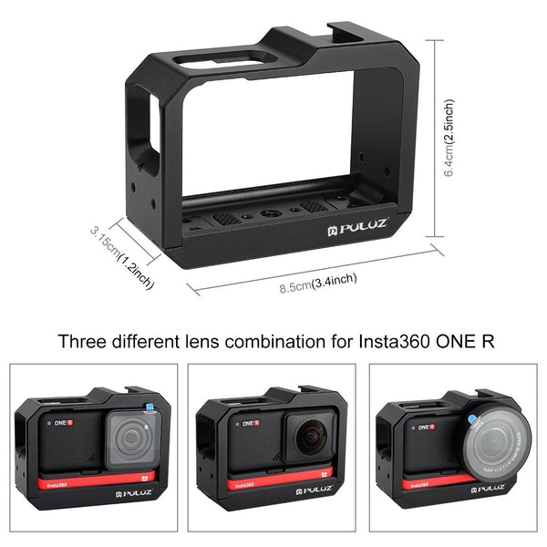 Aluminum Frame Cage For Insta360 One R With Cold Shoe And Tripod Base_Black Camera Cases Bags & Covers