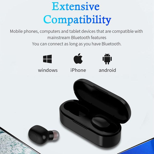 Wireless Sports Bluetooth Earphones Binaural Stereo Black Earbuds