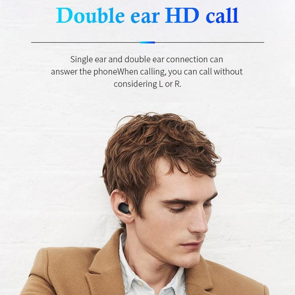 Wireless Sports Bluetooth Earphones Binaural Stereo Black Earbuds