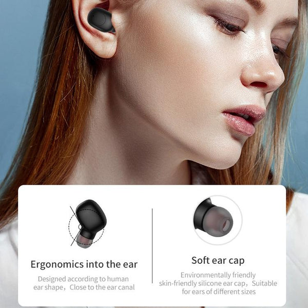 Wireless Sports Bluetooth Earphones Binaural Stereo Black Earbuds