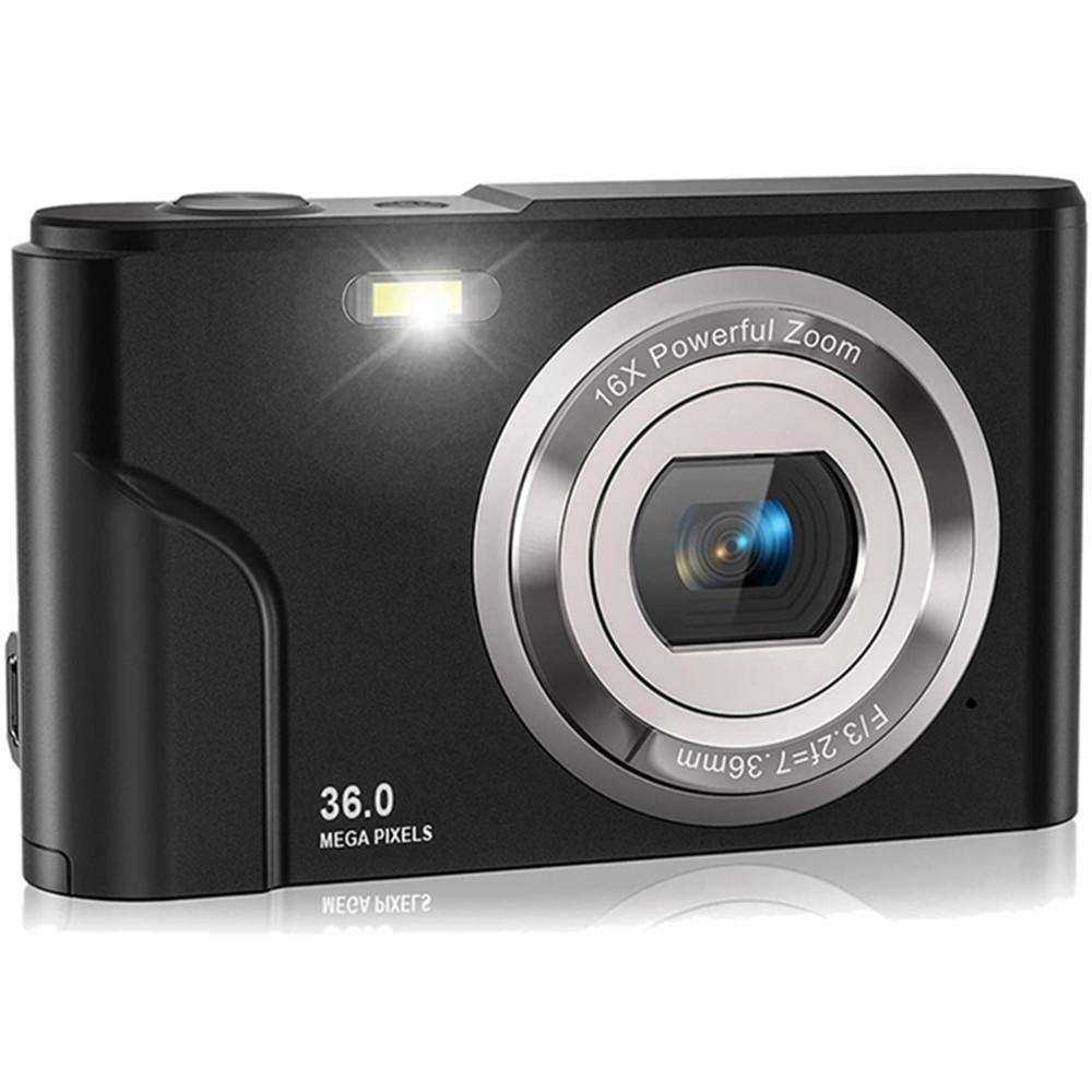 36Mp 2.7K Full Hd Digital Camera With 16X Zoom For Children 2.4 Inch Screen Black Digital Cameras