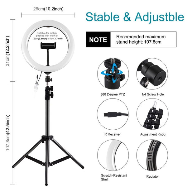 10.2 Rgbw Led Ring Light Kit With Tripod Remote And Phone Clamp Other Lighting & Studio