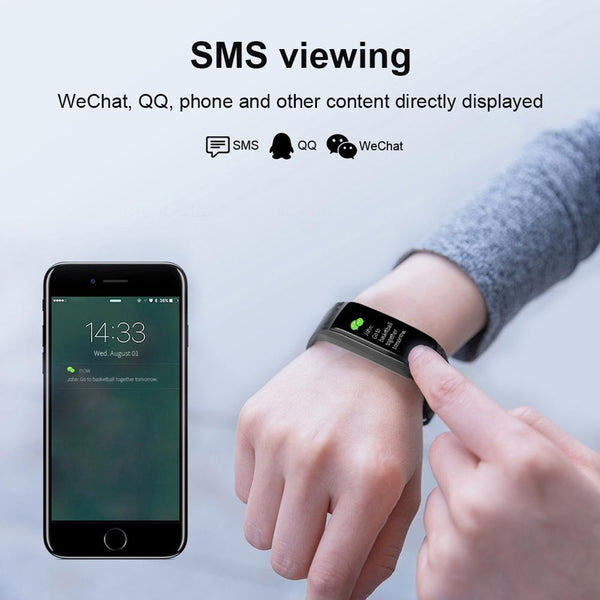 Smart Bracelet With Call Reminder Heart Rate Sleep Monitoring Ip67 Waterproof Black Smart Watches