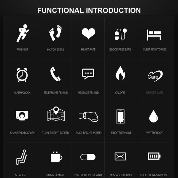 Smart Bracelet With Call Reminder Heart Rate Sleep Monitoring Ip67 Waterproof Black Smart Watches