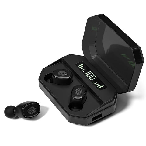 Wireless Bluetooth 5.0 With Touch Display & Charging Case Black Earbuds