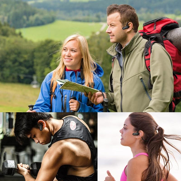 Waterproof Bone Conduction Bluetooth Earphones 5.0 For Sports Black Earbuds