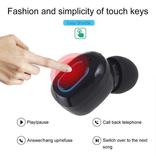 Wireless Stereo Bluetooth Earphones With Charging Case Tws Dazzling Black Earbuds