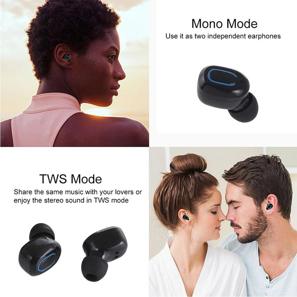 Wireless Stereo Bluetooth Earphones With Charging Case Tws Dazzling Black Earbuds