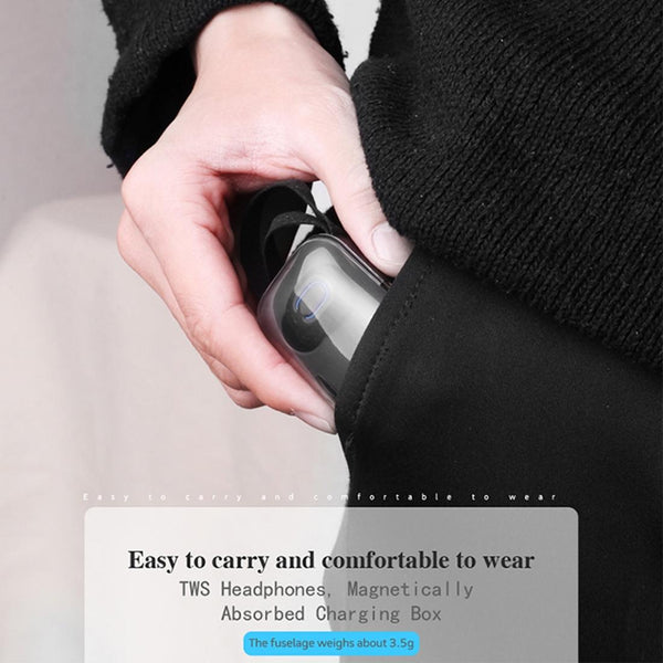 Wireless Stereo Bluetooth Earphones With Charging Case Tws Dazzling Black Earbuds