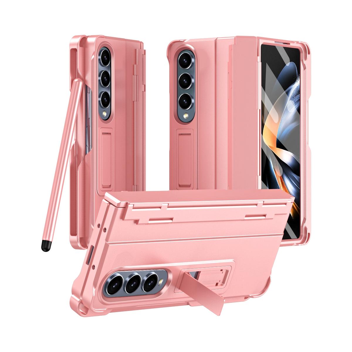 For Samsung Galaxy Z Fold4 5G Shockproof Diamond Case With Hinge And Pen Pink Cases Covers & Skins