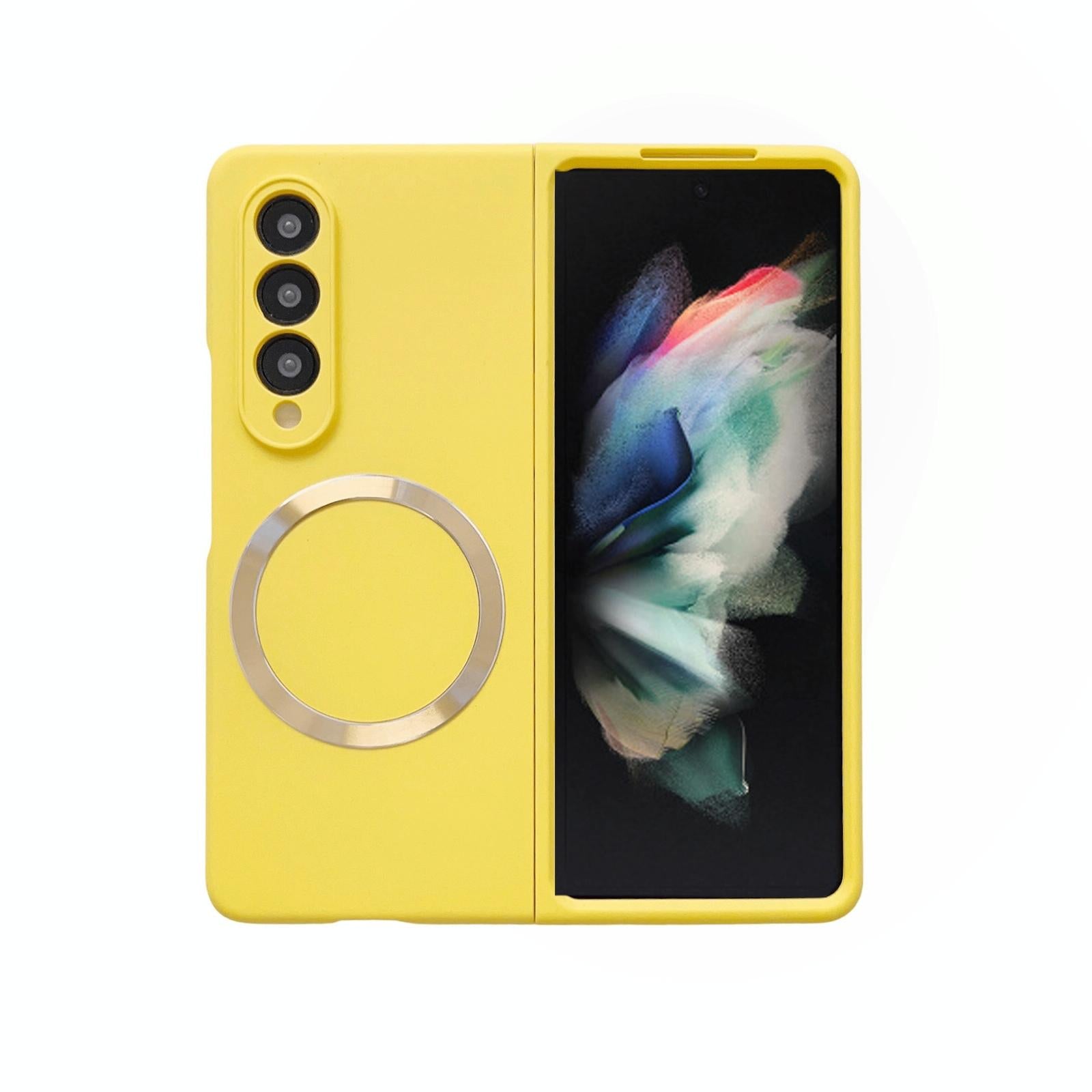 For Samsung Galaxy Z Fold4 5G Magnetic Skin Case Magsafe Yellow Cases Covers & Skins