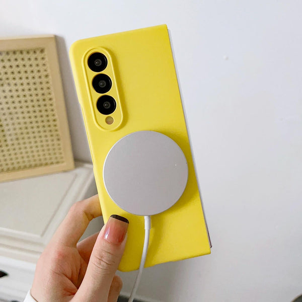 For Samsung Galaxy Z Fold4 5G Magnetic Skin Case Magsafe Yellow Cases Covers & Skins