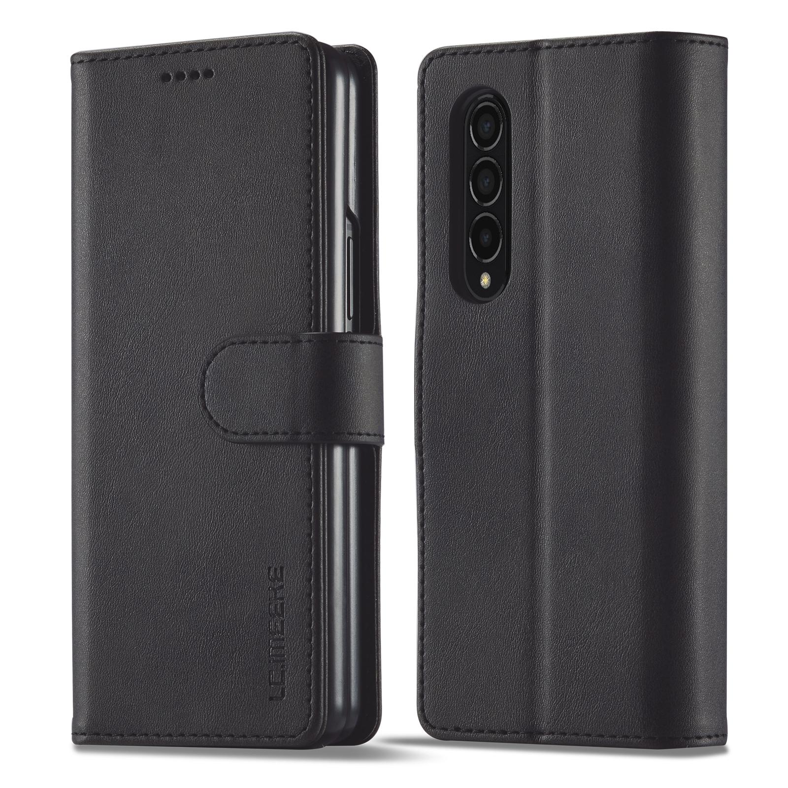 For Samsung Galaxy Z Fold4 5G Calf Leather Phone Case Black Cases Covers & Skins