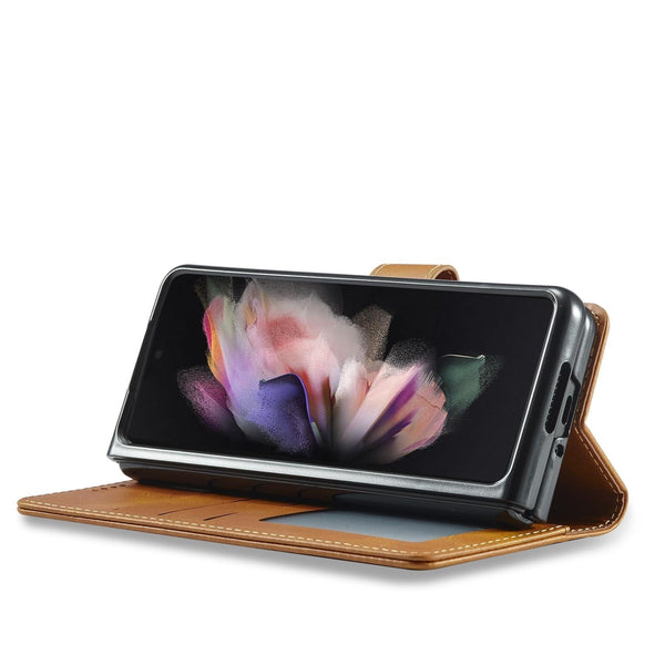 For Samsung Galaxy Z Fold4 5G Calf Leather Phone Case Black Cases Covers & Skins