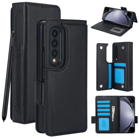 For Samsung Galaxy Z Fold4 5G Leather Phone Case With Pen Slot Black Cases Covers & Skins
