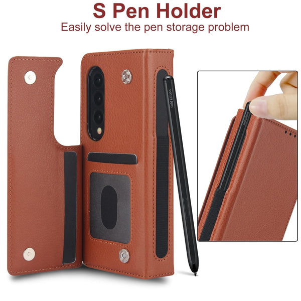 For Samsung Galaxy Z Fold4 5G Leather Phone Case With Pen Slot Black Cases Covers & Skins