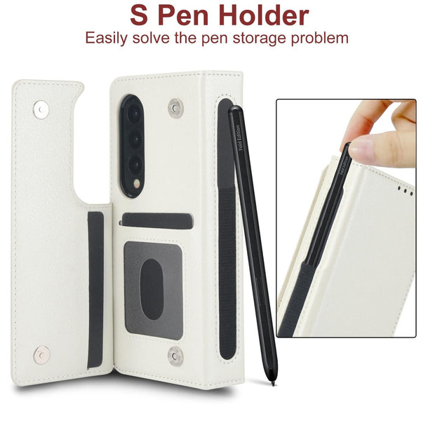 For Samsung Galaxy Z Fold4 5G Leather Phone Case With Pen Slot Black Cases Covers & Skins