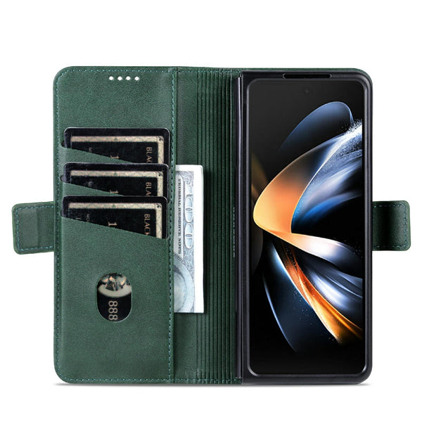 For Samsung Galaxy Z Fold4 5G Leather Magnetic Phone Case Calf Texture Black Cases Covers & Skins