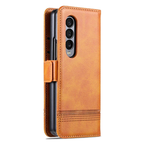 For Samsung Galaxy Z Fold4 5G Leather Magnetic Phone Case Calf Texture Black Cases Covers & Skins
