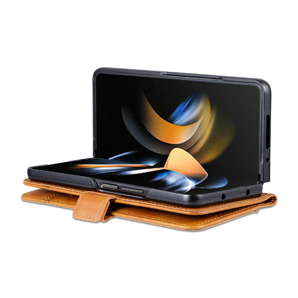 For Samsung Galaxy Z Fold4 5G Leather Magnetic Phone Case Calf Texture Black Cases Covers & Skins