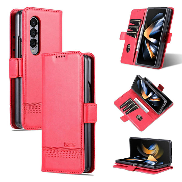 For Samsung Galaxy Z Fold4 5G Leather Magnetic Phone Case Calf Texture Black Cases Covers & Skins