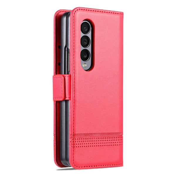 For Samsung Galaxy Z Fold4 5G Leather Magnetic Phone Case Calf Texture Black Cases Covers & Skins