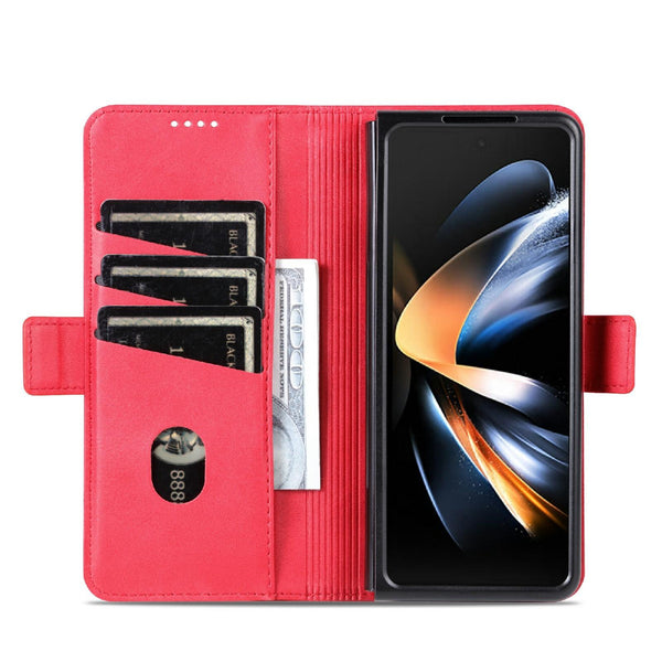 For Samsung Galaxy Z Fold4 5G Leather Magnetic Phone Case Calf Texture Black Cases Covers & Skins