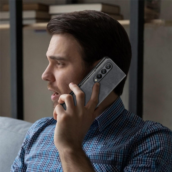 For Samsung Galaxy Z Fold4 5G Pu Back Cover Solid Colour Purple Cases Covers & Skins