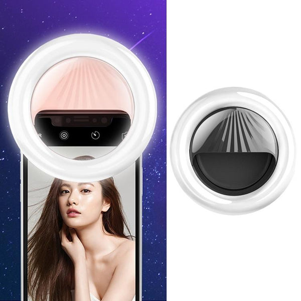 Rechargeable Selfie Light Clip For Beauty And Flash Fill Black Selfie Lights