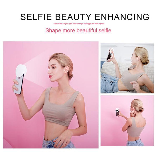 Rechargeable Selfie Light Clip For Beauty And Flash Fill Black Selfie Lights