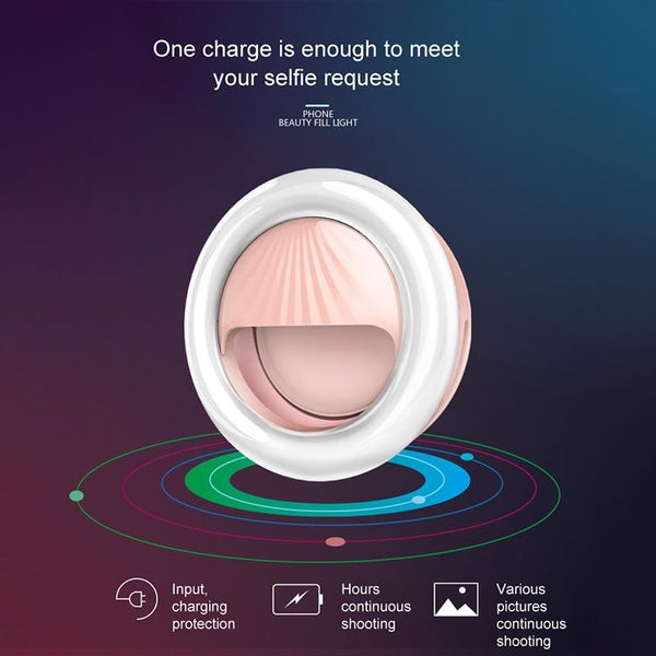 Rechargeable Selfie Light Clip For Beauty And Flash Fill Black Selfie Lights