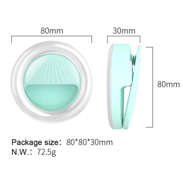 Rechargeable Selfie Light Clip For Beauty And Flash Fill Black Selfie Lights