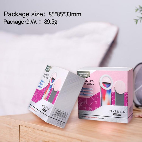 Rechargeable Selfie Light Clip For Beauty And Flash Fill Black Selfie Lights