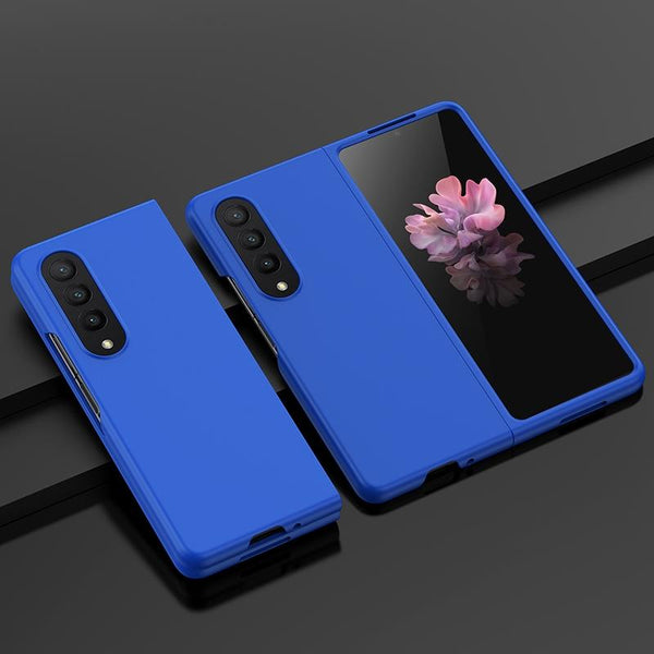 Smooth Skin Phone Case With Big Hole Fuel Injection For Samsung Galaxy Z Fold4 5G Blue Other Mobile Accessories