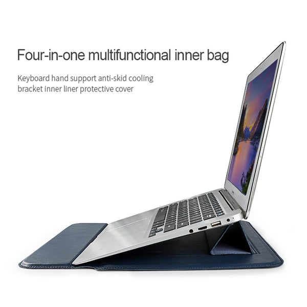 Parallel Deals Multifunctional Notebook Liner Bag Fits 14.1 15.4 Inch Pu Material Black Laptop Cases & Bags