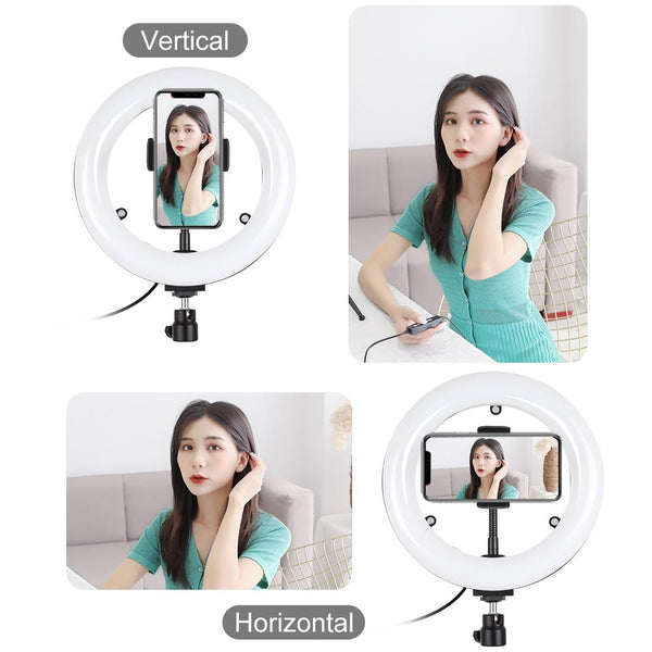 7.9 Usb 3 Modes Dimmable Dual Colour Led Ring Light With Mirror For Vlogging And Photography Black Other Lighting & Studio